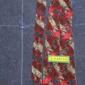J. Garcia Red, Blue & Cream Abstract Pattern Silk Tie